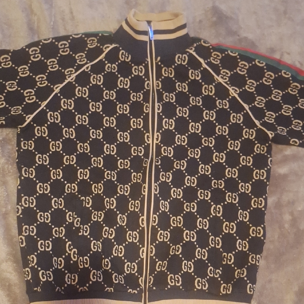 Gucci Black and Gold Logo Jacket